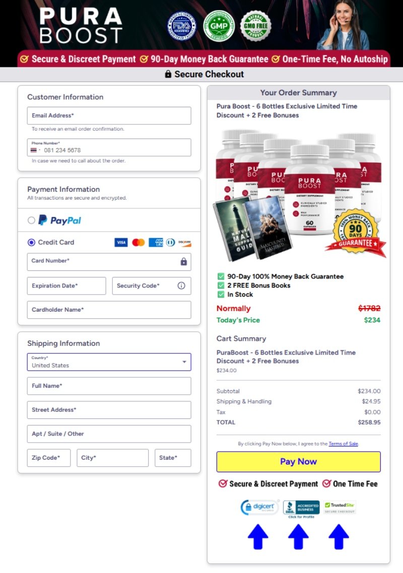 Pura Boost Official Website Secure Order Page